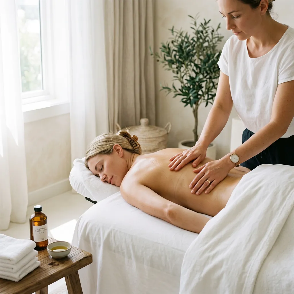 Massage therapy near McMinnville: a therapist presses both hands along a woman's mid back
